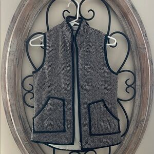 Elegant Black and White Herringbone Vest